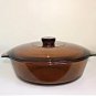 Anchor Hocking Ovenware Amber Brown 2 Qt Covered Casserole Dish Lid 9"/Holiday
