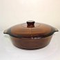 Anchor Hocking Ovenware Amber Brown 2 Qt Covered Casserole Dish Lid 9"/Holiday