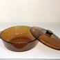 Anchor Hocking Ovenware Amber Brown 2 Qt Covered Casserole Dish Lid 9"/Holiday