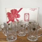 6 Paul Sebastian Crystal Mugs Diamond Pattern Coffee Cup 10 oz  4-1/4"/NOS/BOX