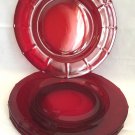 Lot 4 New Martinsville Glass ADDIE 12 Point Ruby Red Luncheon Salad Plates 8"