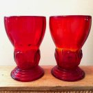 Lot 2 New Martinsville Moondrops RUBY Royal Red Glassware/Tumbler Footed 9 oz