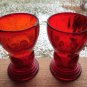 Lot 2 New Martinsville Moondrops RUBY Royal Red Glassware/Tumbler Footed 9 oz