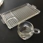 Hazel Atlas Orchard Snack set Candlewick/Boopie Ribbed Clear Glass Tray W/cup