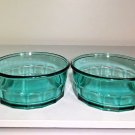 Arcoroc France 2 Salad Dessert Fruit Bowl Thumbprint Panel Teal Turquoise/5 1/2"