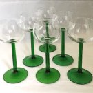 Serves 6 Luminarc/Durand Crystal Emerald Green Stem Wine Cordial/Glasses/France
