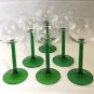 Serves 6 Luminarc/Durand Crystal Emerald Green Stem Wine Cordial/Glasses/France
