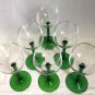 Serves 6 Luminarc/Durand Crystal Emerald Green Stem Wine Cordial/Glasses/France