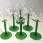Serves 6 Luminarc/Durand Crystal Emerald Green Stem Wine Cordial/Glasses/France