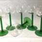 Serves 6 Luminarc/Durand Crystal Emerald Green Stem Wine Cordial/Glasses/France