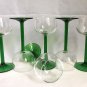 Serves 6 Luminarc/Durand Crystal Emerald Green Stem Wine Cordial/Glasses/France