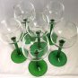 Serves 6 Luminarc/Durand Crystal Emerald Green Stem Wine Cordial/Glasses/France