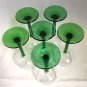 Serves 6 Luminarc/Durand Crystal Emerald Green Stem Wine Cordial/Glasses/France
