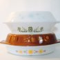 Pyrex/Glas bake Oval Divided Dish ,Town Country, Early Am. Green Wh/kitchenware