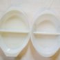 Pyrex/Glas bake Oval Divided Dish ,Town Country, Early Am. Green Wh/kitchenware
