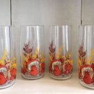4 ANCHOR HOCKING TUMBLERS GLASSWARE MUSHROOM/1950/orange Yellow Beige/rustic