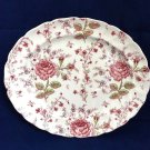 JOHNSON BROTHERS ROSE CHINTZ 12" OVAL SERVING PLATTER PLATE/ENGLAND/PINK WHITE