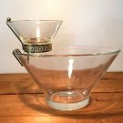 Anchor Hocking Chip Dip Set Sparkling Crystal Clear Bowl Glass/Brass Clip/NOS