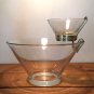 Anchor Hocking Chip Dip Set Sparkling Crystal Clear Bowl Glass/Brass Clip/NOS
