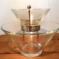 Anchor Hocking Chip Dip Set Sparkling Crystal Clear Bowl Glass/Brass Clip/NOS
