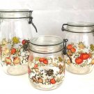 Niveau de Remplissage Arc France Glass Canister Set Mushroom Tomato Onion/3/EUC