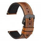 WOCCI Premium Saddle Vintage Leather Watch Bands with Black Buckle (18mm 20mm 22mm or 24mm)