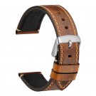 WOCCI Premium Saddle Vintage Leather Watch Bands with Silver Buckle (18mm 20mm 22mm or 24mm)