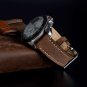 WOCCI 20mm 22mm 24mm Crazy Horse Leather Watch Band,Saddle Style with Big Buckle