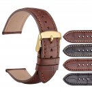 WOCCI 18mm 19mm 20mm 21mm 22mm Embossed Leather Watch Band with Gold Buckle