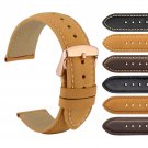 WOCCI 18mm 19mm 20mm 21m or 22mm Vintage Leather Watch Band,Rose Gold Buckle