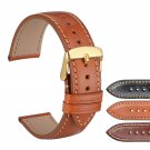 WOCCI Watch Band 18mm 20mm 22mm Italy Full Grain Leather Strap with Gold Buckle