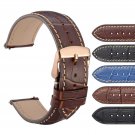 WOCCI 18mm 20mm 22mm Alligator Embossed Leather Watch Strap with Rose Gold Clasp