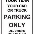 Custom PARKING SIGNS, 12"x18" - Car, Truck, Bike, Ford, Chevy, Dodge