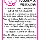 RULES FOR VISITING NEW BABY 12" X 18" ALUM SIGN - NEW PARENTS, NURSERY, VISITORS