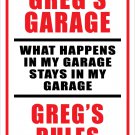 PERSONALIZED GARGAGE 12"X18" SIGN MAN CAVE, CARS, ENGINES, GARAGE, BIRTHDAY