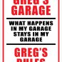 PERSONALIZED GARGAGE 12"X18" SIGN MAN CAVE, CARS, ENGINES, GARAGE, BIRTHDAY