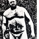Bear #4 Beefy Male Nude Acrylic Painting 14x11"