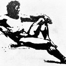Just Chillin and waiting naked man. acrylic painting