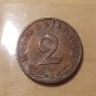 Rare Germany Third Reich - 2 Reichspfennig 1937 E with swastika