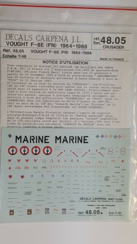 1/48 VOUGHT F-8E FN MARINE DECALS CARPENA OOP