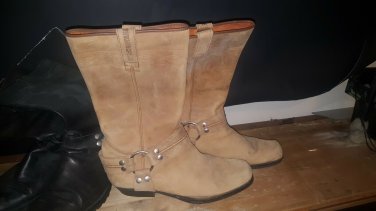 TAN Harness Motorcycle Boots Biker Boots Genuine Leather