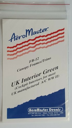 ALL SCALES UK Interior Green  Canopy Frames / Trims Decals AEROMASTER FB-12 OOP