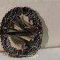Vintage German Metal Signal Corps Lightning Bolt Oak Leaf Wreath Beret Badge