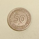 1949 G Germany 50 Pfennig Karlsruhe KM# 104 Copper-Nickel Coin
