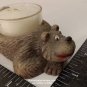 Resin Brown Bear Tea Light Candle Holder Figurine 3.5" Mini Lounging Bear