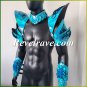 Burning Man Holographic Rave Festival Laser Blue Armor Dragon Scale Costume Wear Outfits