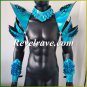 Burning Man Holographic Rave Festival Laser Blue Armor Dragon Scale Costume Wear Outfits