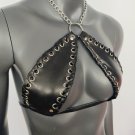 Gothic Black Vinyl Vampira Cross Top Bra