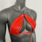 Gothic Red Vinyl Vampira Cross Top Bra