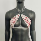 Gothic White Vinyl Vampira - Blood Splatter Cross Top Bra